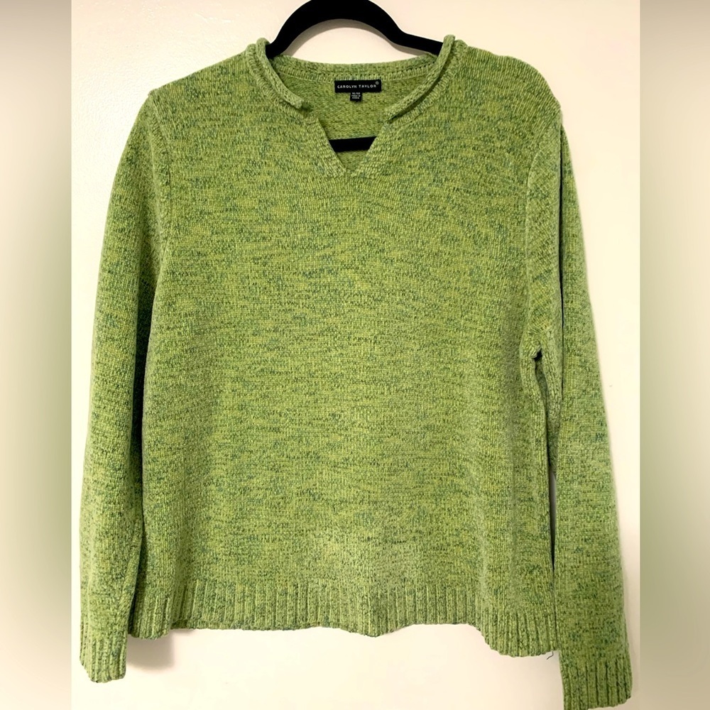 Carolyn Taylor, green sweater knit soft sweater